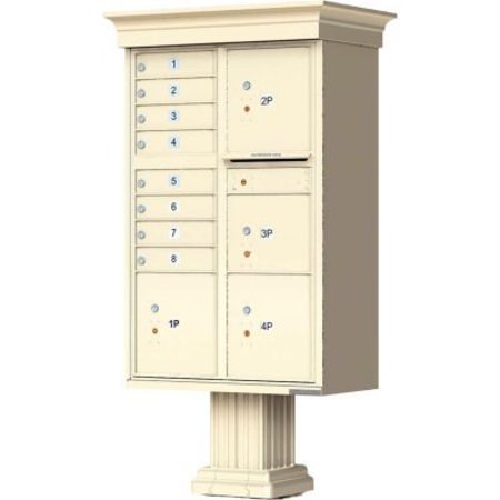 FLORENCE MFG CO Vital Cluster Box Unit w/Vogue Classic Accessories, 8 Mailboxes & 4 Parcel Lockers, Sandstone 1570-8T6VSDAF